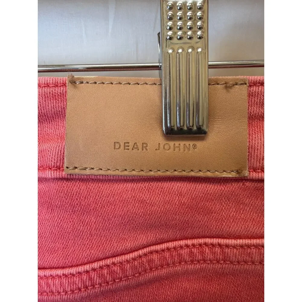 NWT Dear John Blaire Straight Leg Denim Jeans - Coral #0345 SZ 25